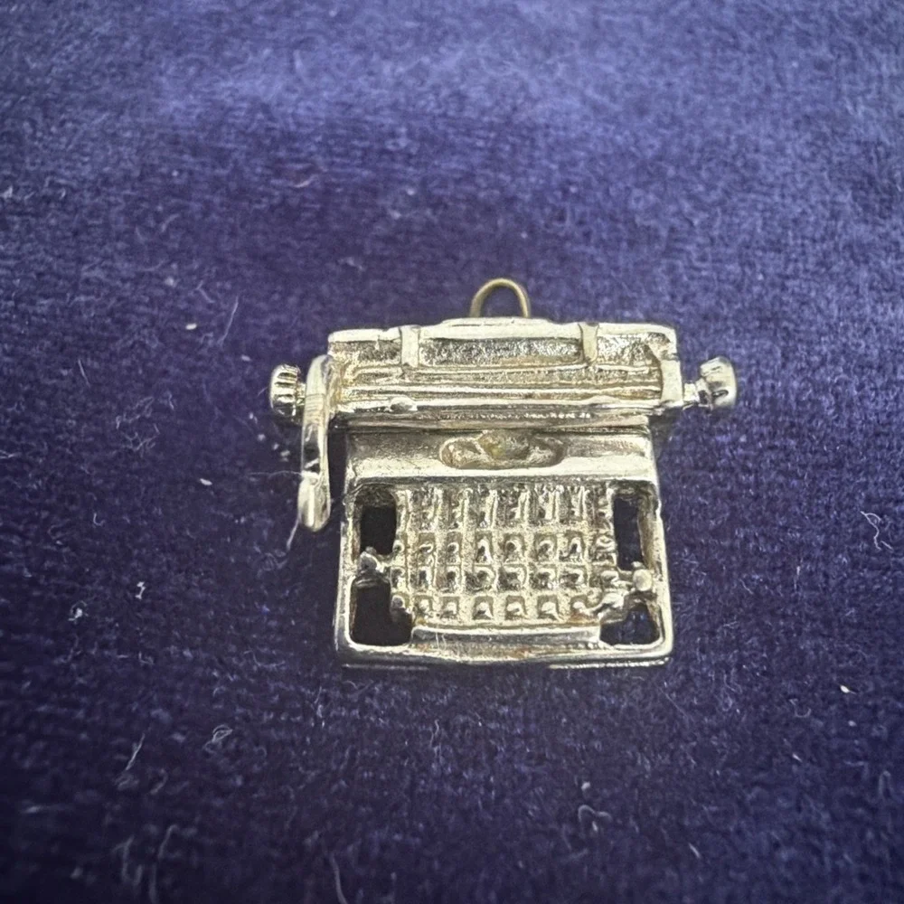 Vintage Sterling Silver Type Writer Articulated Charm Pendant .5
